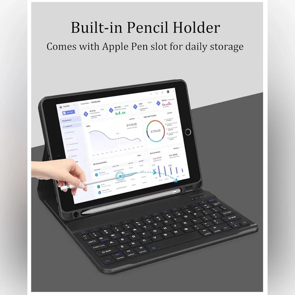 Keyboard Case for 2021 10.2-inch 9th Generation iPad, Detachable Wireless RECH